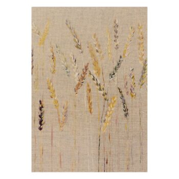 Korenveldje op linnen achtergrond.