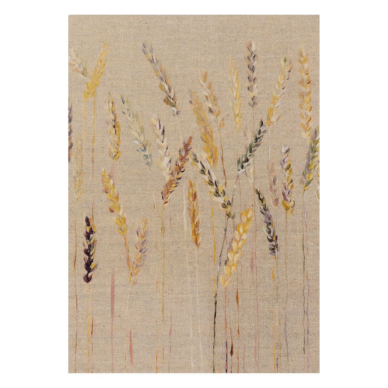 Korenveldje op linnen achtergrond.