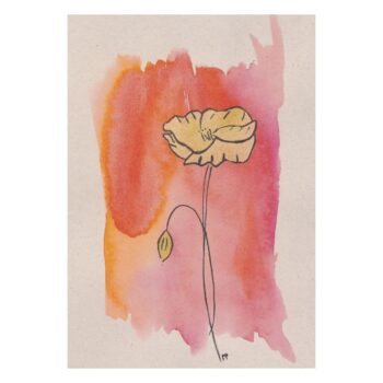 Ansichtkaart Klaproos op Rood - Aquarel Bloem