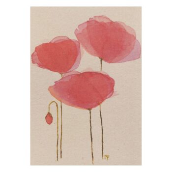 Ansichtkaart Drie Klaprozen - Aquarel Bloemenkaart