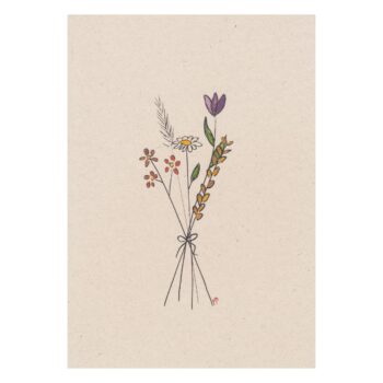 Ansichtkaart Simplistisch Plukboeket - Pen & Aquarel