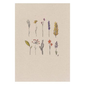 Ansichtkaart met 10 bloemetjes