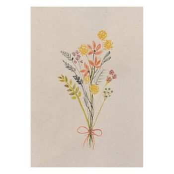 Ansichtkaart met bosje bloemen in pastel