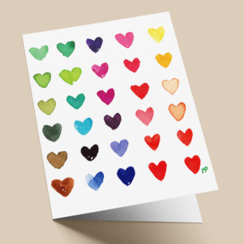 Regenboog hartjes ansichtkaart