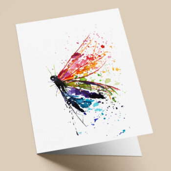 Ansichtkaart regenboog vlinder aquarel