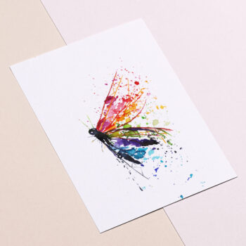 Ansichtkaart regenboog vlinder aquarel