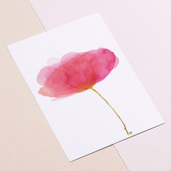 Ansichtkaart Zijden Klaproos - Aquarel Bloemenkaart