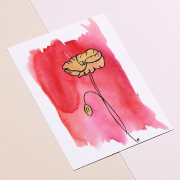 Ansichtkaart Klaproos op Rood - Aquarel Bloem