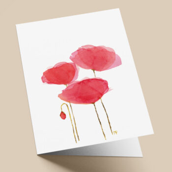 Ansichtkaart Drie Klaprozen - Aquarel Bloemenkaart