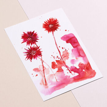 Ansichtkaart rode gerbera (aquarel)