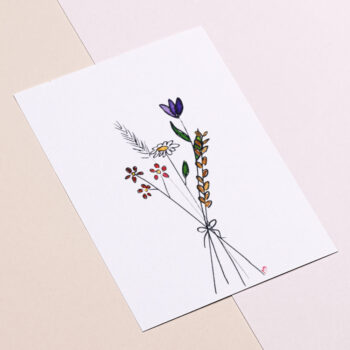 Ansichtkaart Simplistisch Plukboeket - Pen & Aquarel