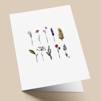 Ansichtkaart met 10 bloemetjes