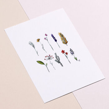 Ansichtkaart met 10 bloemetjes