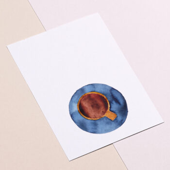Kopje koffie ansichtkaart in aquarel