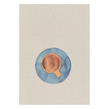 Kopje koffie ansichtkaart in aquarel