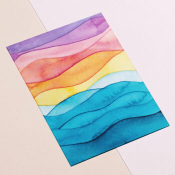 Avondlucht ansichtkaart aquarel