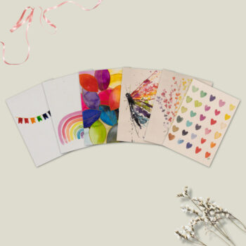 Regenboog wenskaarten set