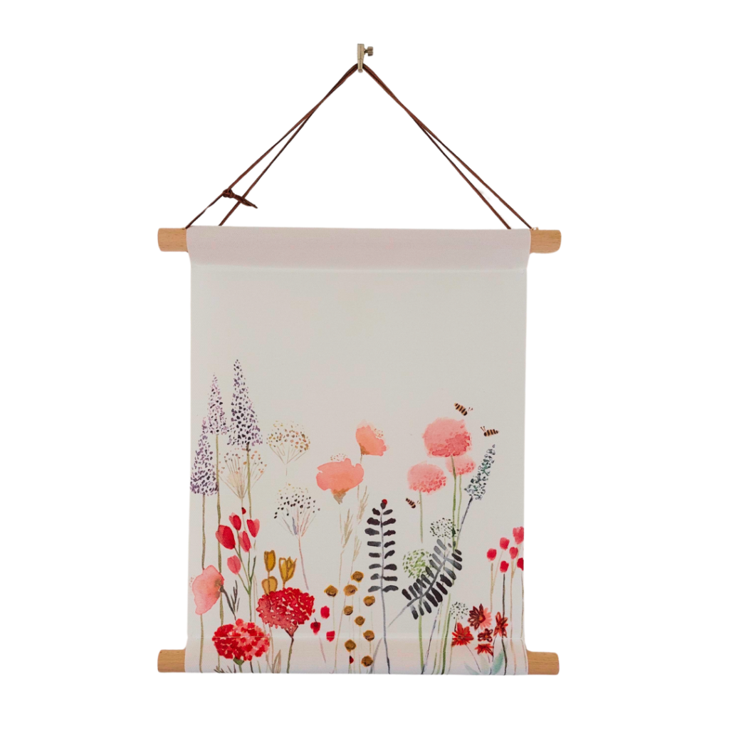 Textielposter: Veldbloemen in pastel