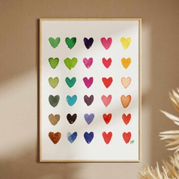 Regenboog hartjes A4 poster