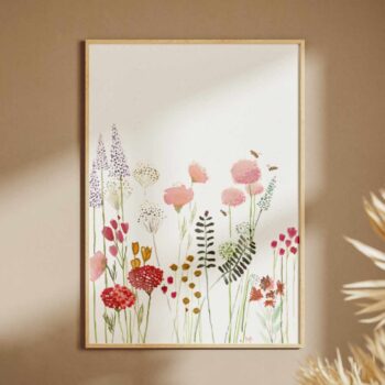 A4 poster met veldbloemen in pastel