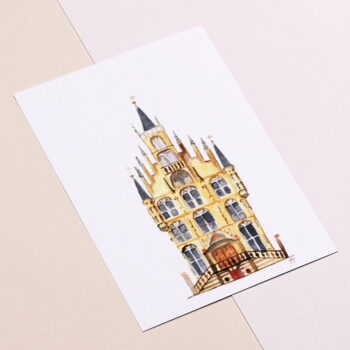 Stadhuis van Gouda ansichtkaart (aquarel)