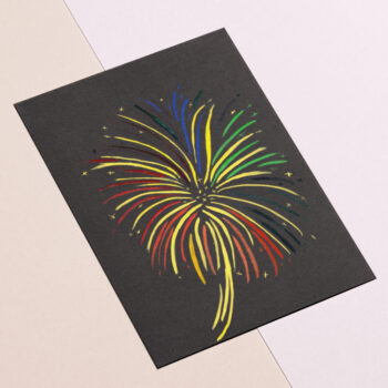 Kerstkaart: vuurwerk (aquarel)