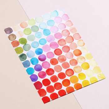 Regenboog stippen ansichtkaart aquarel