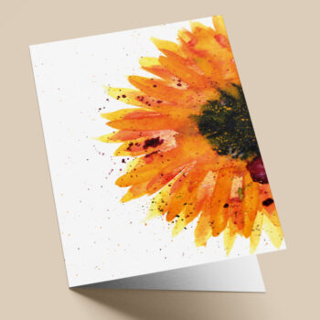 Ansichtkaart met grote zonnebloem
