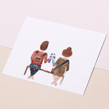 Samen wandelen met Dopper (ansichtkaart met aquarel)